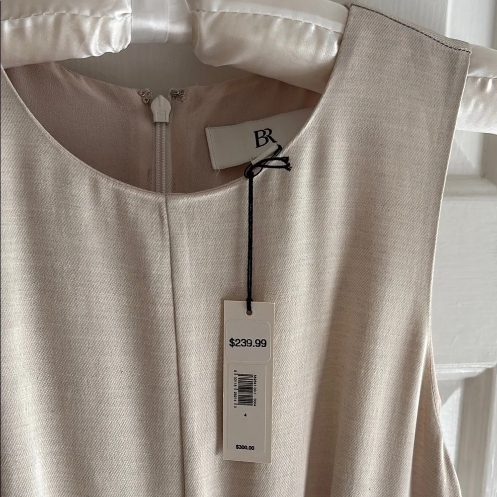 Banana Republic Ness Pleated Satin Midi Dress Size 4 Cream - Picture 8 of 14